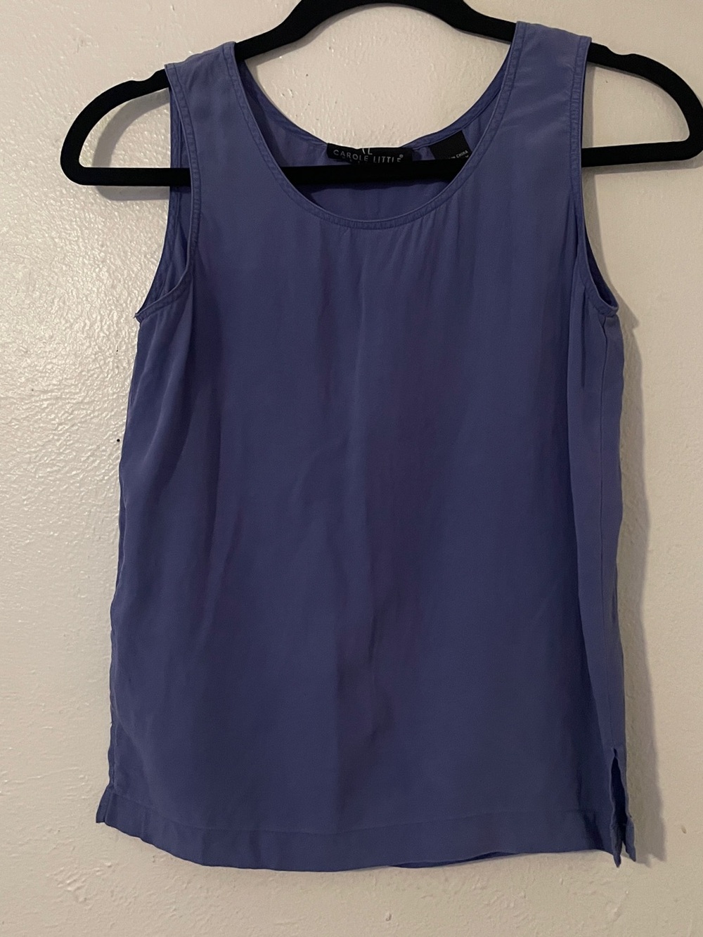 Vintage Carole Little Petites 100% Silk Tank Top Periwinkle Blue 2P